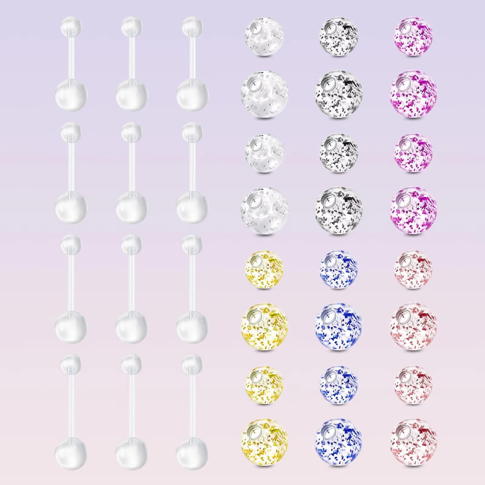 Body Jewelry Replacement Ball - 12pcs 14G Acrylique Transparent Navel Piercings