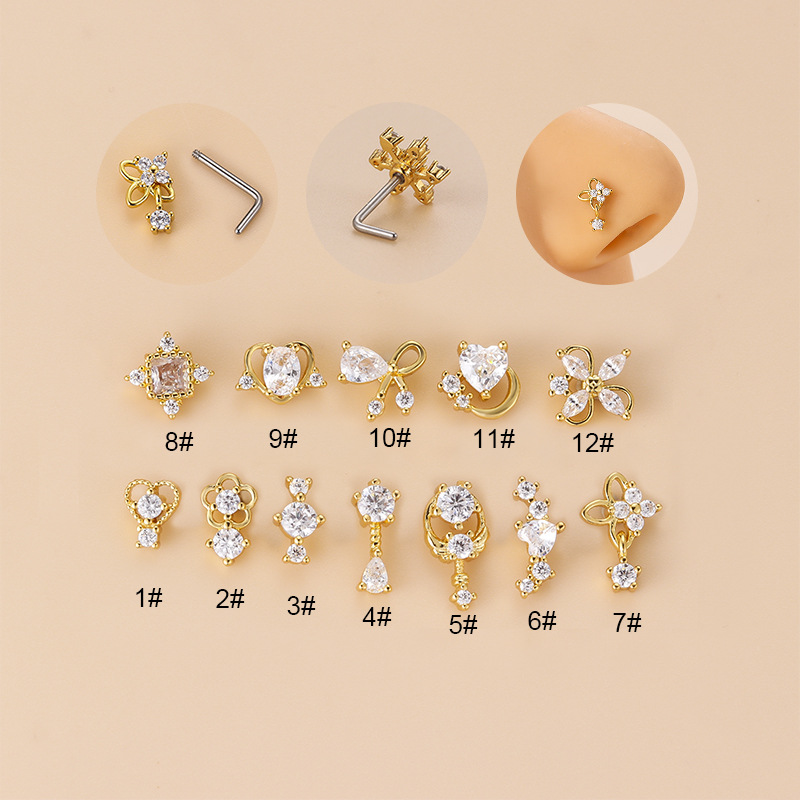 Body Jewelry Surgical Steel - Piercing de nez en zircon cubique