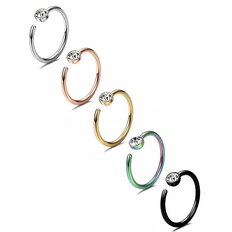 Body Jewelry Surgical Steel - 5 pièces, anneaux de nez 18G,