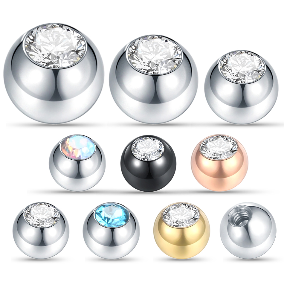 Body Jewelry Replacement Ball - IkCZ Gem Piercing en acier, Labret,