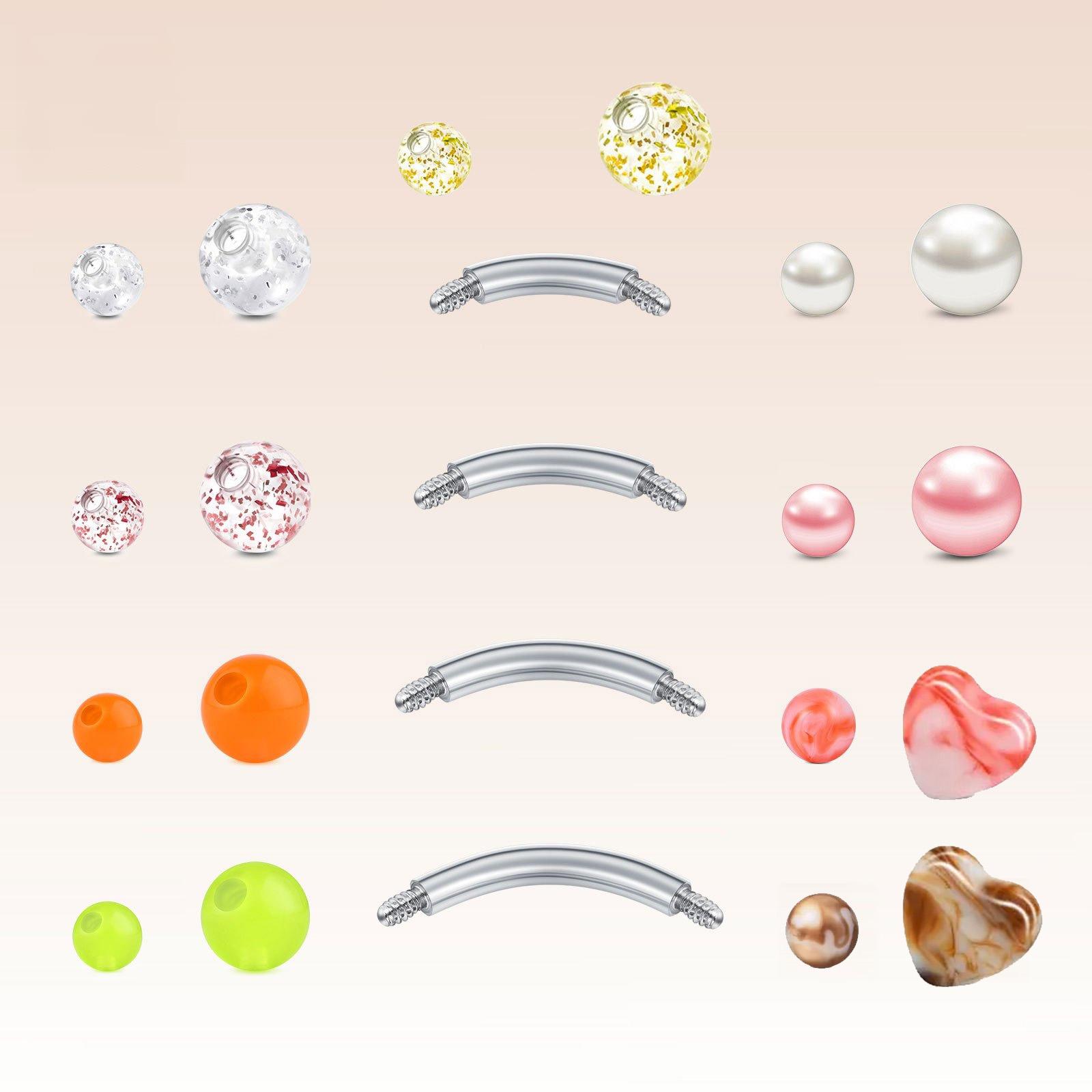 Body Jewelry Replacement Ball - 22pcs 14G en acier inoxydable Navel