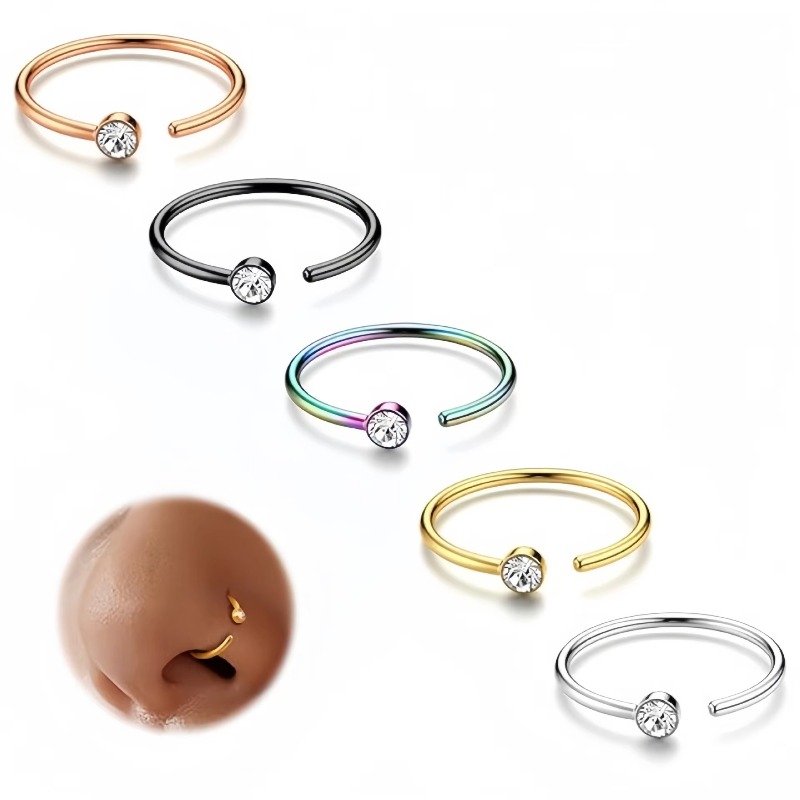 5 pièces, anneaux de nez 18G,  - Body Jewelry Surgical Steel avis et prix