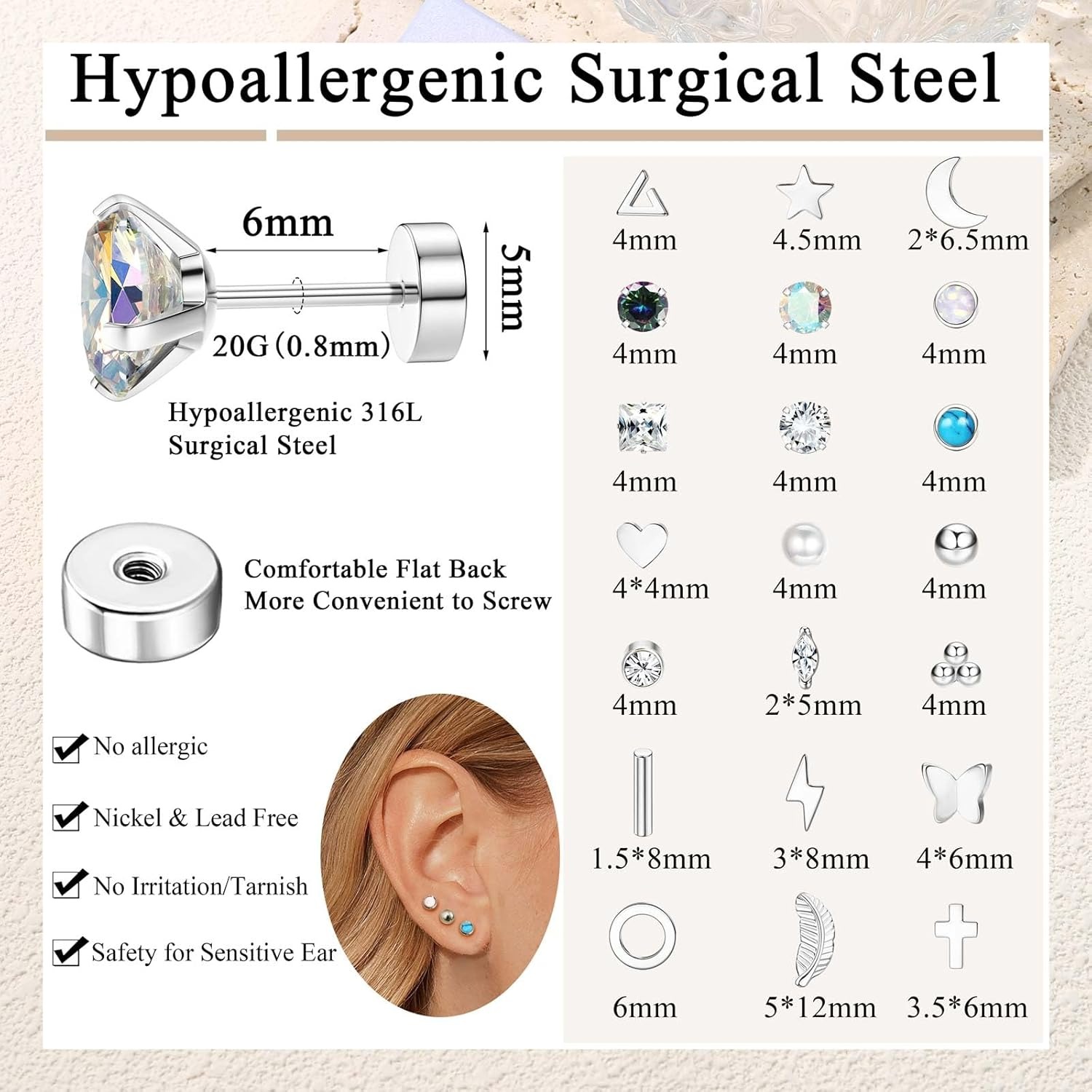 Florideco 1 paire de boucles d - Body Jewelry Surgical Steel avis et prix