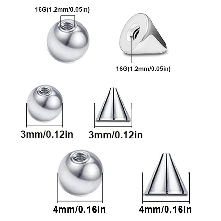 100 pièces 16G 3mm 4mm boules  - Body Jewelry Replacement Ball avis et prix